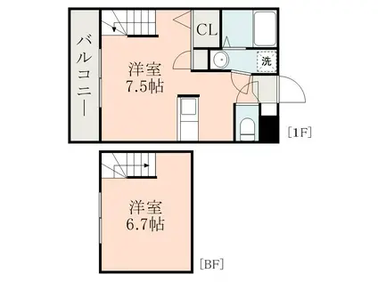 プレファランス鷹師(1LDK/1階)の間取り写真