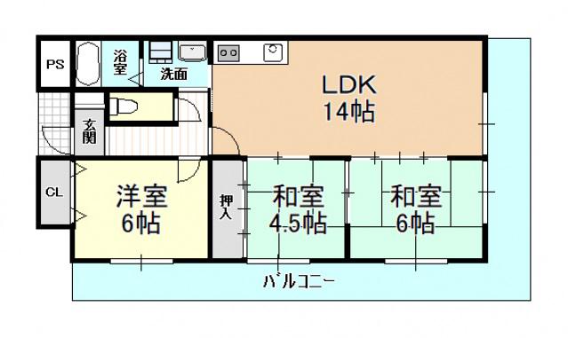 グランシャリオ法善寺(3LDK/3階)の間取り写真