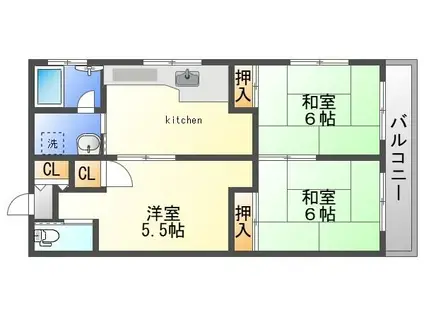 宮城荘-大沢1丁目-(3K/2階)の間取り写真
