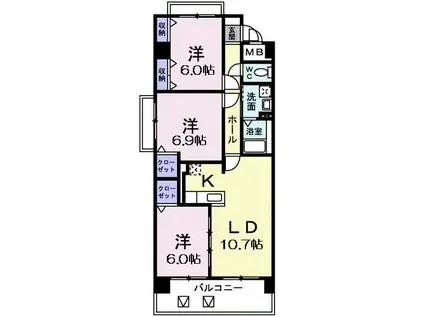 パールヒルズ大森(3LDK/8階)の間取り写真