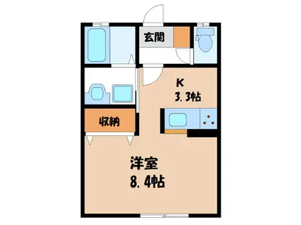 レジデンス竹富II(1K/1階)の間取り写真