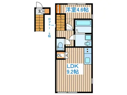 LA.VERITA(1LDK/2階)の間取り写真