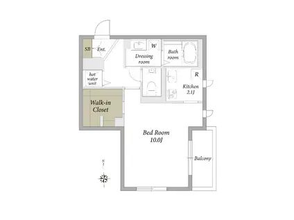 クレストコート(1K/1階)の間取り写真