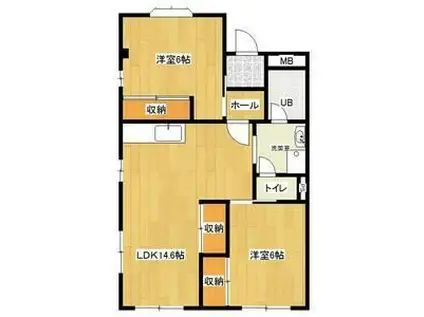 ランブルTANAKA(2LDK/2階)の間取り写真