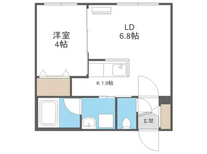 地下鉄南北線 南平岸駅 徒歩6分 4階建 築1年(1LDK/4階)の間取り写真