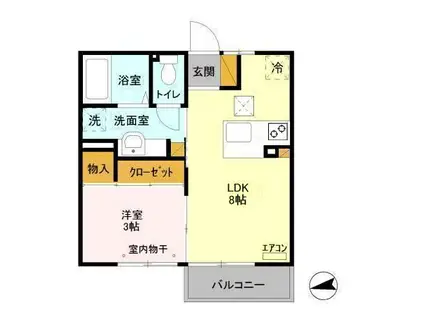 ラ・パルムドール(1LDK/1階)の間取り写真