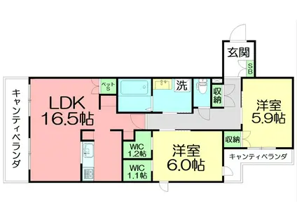 中町2丁目メゾン(2LDK/4階)の間取り写真