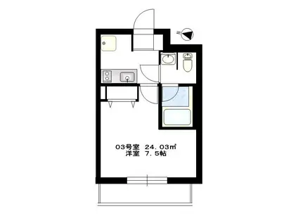 BCASA 東十条(1K/2階)の間取り写真