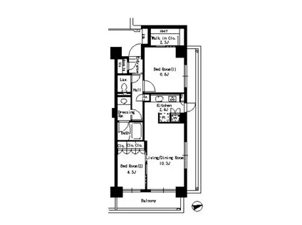 パークアクシス文京ステージ(2LDK/1階)の間取り写真