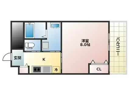 PALETTE(1K/1階)の間取り写真