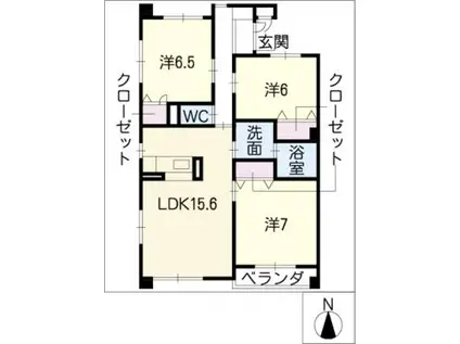 ジョイフルMIII(3LDK/4階)の間取り写真