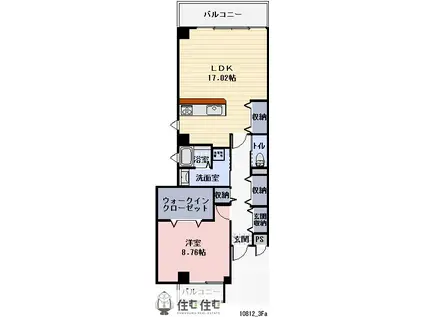 αBLD(1LDK/3階)の間取り写真