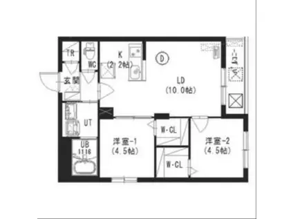 クレスト豊平公園(2LDK/3階)の間取り写真