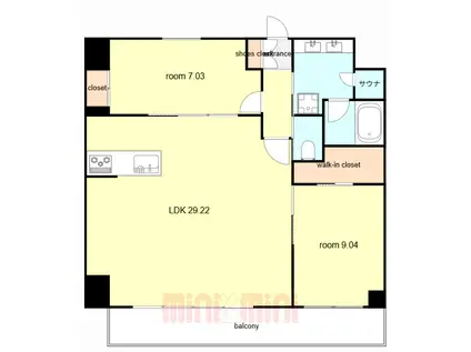 プレジオ西宮北口(2LDK/7階)の間取り写真