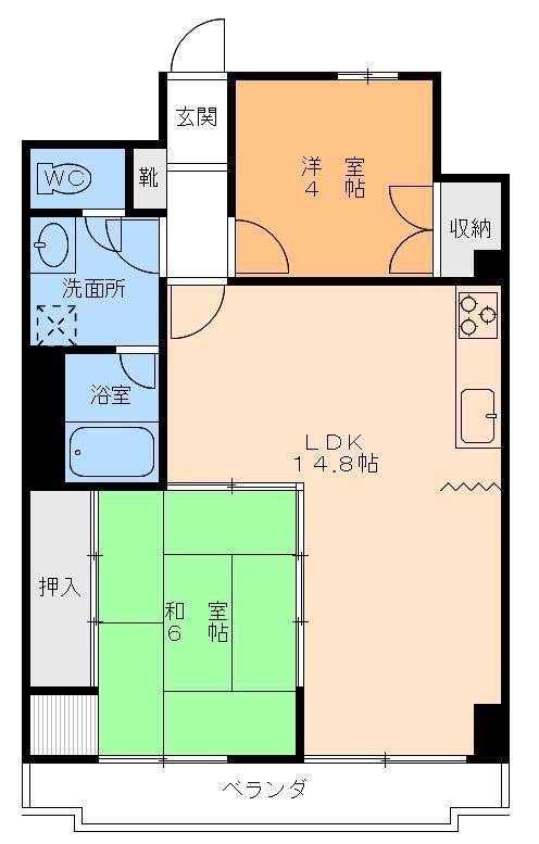 ライオンズマンション三番町(2LDK/8階)の間取り写真
