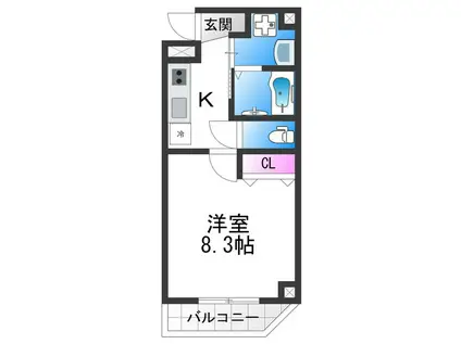 フィオーラマンション天王寺(1K/4階)の間取り写真