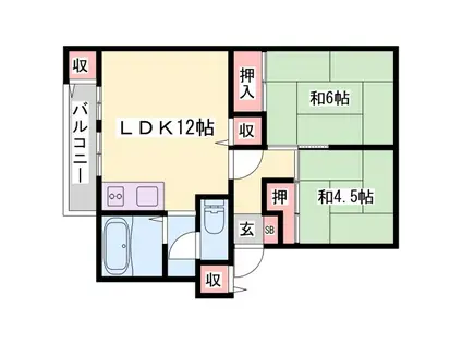コーポはりま7号館(2LDK/3階)の間取り写真