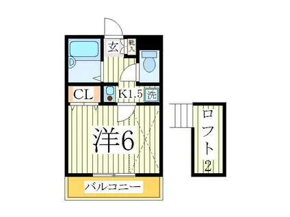 マドレーヌ南柏(1K/2階)の間取り写真