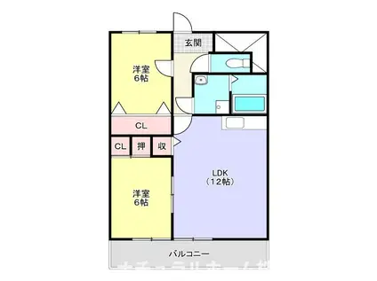 サニーパーク高師(2LDK/3階)の間取り写真