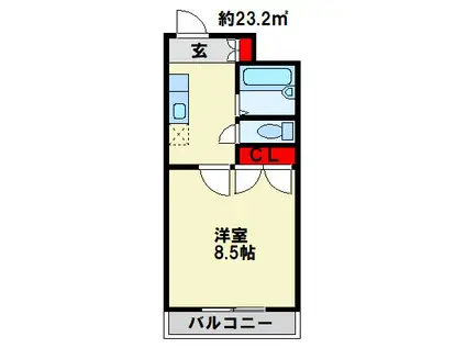 ウインズ浅香(1K/4階)の間取り写真