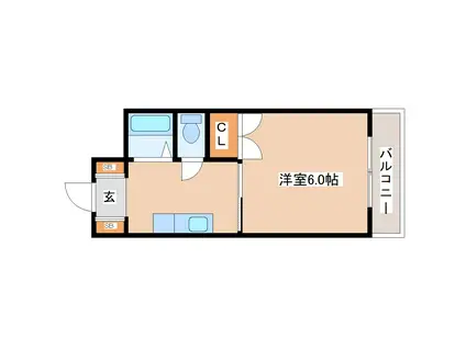 サンパレス向陽II(1K/1階)の間取り写真