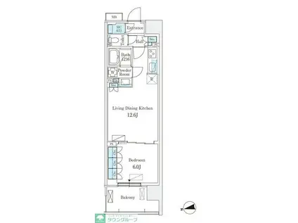 スカイグランデ津田沼(1LDK/3階)の間取り写真