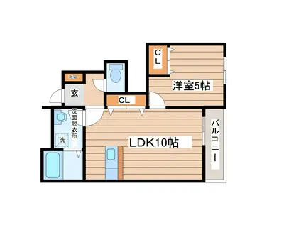グリーンコート上ノ台(1LDK/1階)の間取り写真