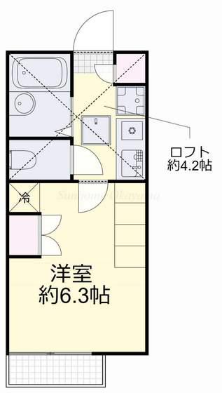 アップルハウス十日市(1K/1階)の間取り写真