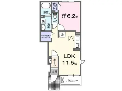 サン ファミーユI(1LDK/1階)の間取り写真