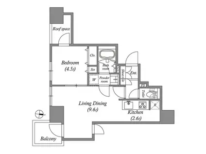 GRANPASEO森下(1LDK/2階)の間取り写真