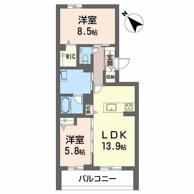 アークヒルズ豊橋(2LDK/2階)の間取り写真