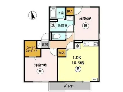 サニーハイツ田寺B(2LDK/2階)の間取り写真