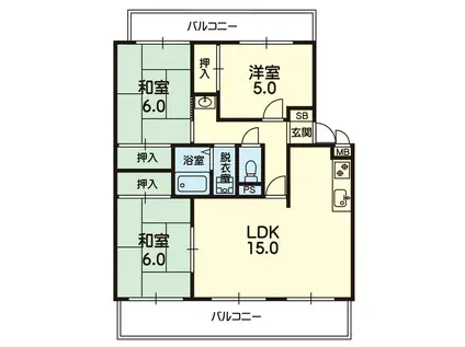 サンパールハイム(3LDK/4階)の間取り写真