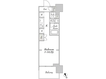ウエリスアーバン水天宮前(ワンルーム/8階)の間取り写真