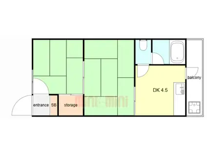 岸本文化(2DK/2階)の間取り写真