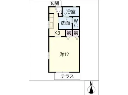 フローリッシュ A棟(1K/1階)の間取り写真