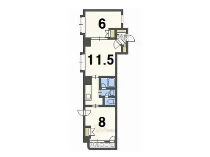 メープル東札幌(2LDK/2階)の間取り写真