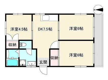 西陵ファーストビル(3LDK/1階)の間取り写真