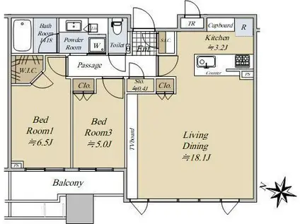 シティタワー大井町(2LDK/28階)の間取り写真