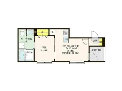 ハーモニーテラス豊田本町(1LDK/2階)の間取り写真