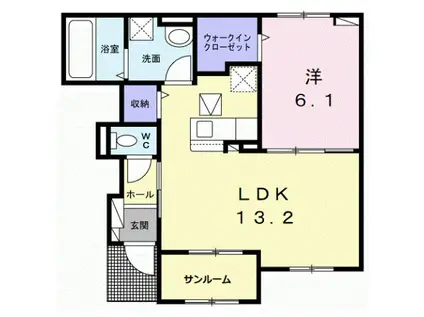 毛見アパート(1LDK/1階)の間取り写真