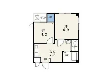 コーポT-151(2DK/3階)の間取り写真