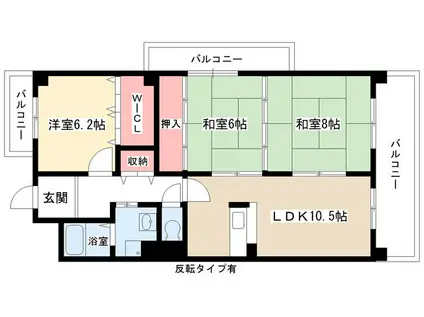 OS・SKYパークサイドヴィラ白山(3LDK/2階)の間取り写真