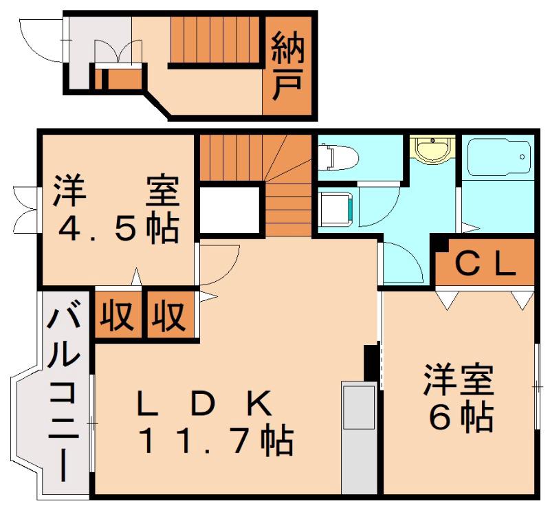 グレイスコート(2LDK/2階)の間取り写真