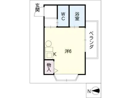 ルミエール城山(ワンルーム/2階)の間取り写真