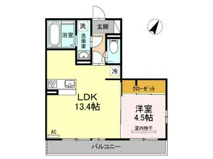 玉里光ハイツ(1LDK/2階)の間取り写真