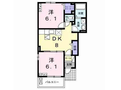 カレント桜が丘 A(2DK/1階)の間取り写真