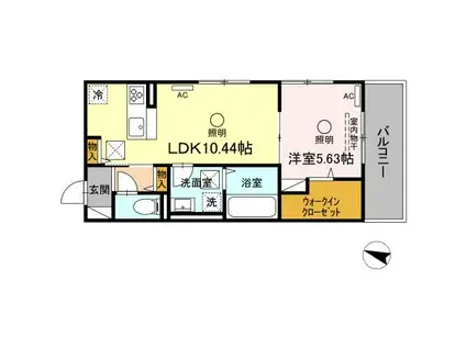 ビブロスポンテII(1LDK/1階)の間取り写真