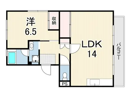 第2ハイツ宮本(1LDK/3階)の間取り写真
