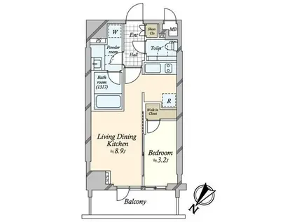 パークナード上野池之端(1LDK/2階)の間取り写真